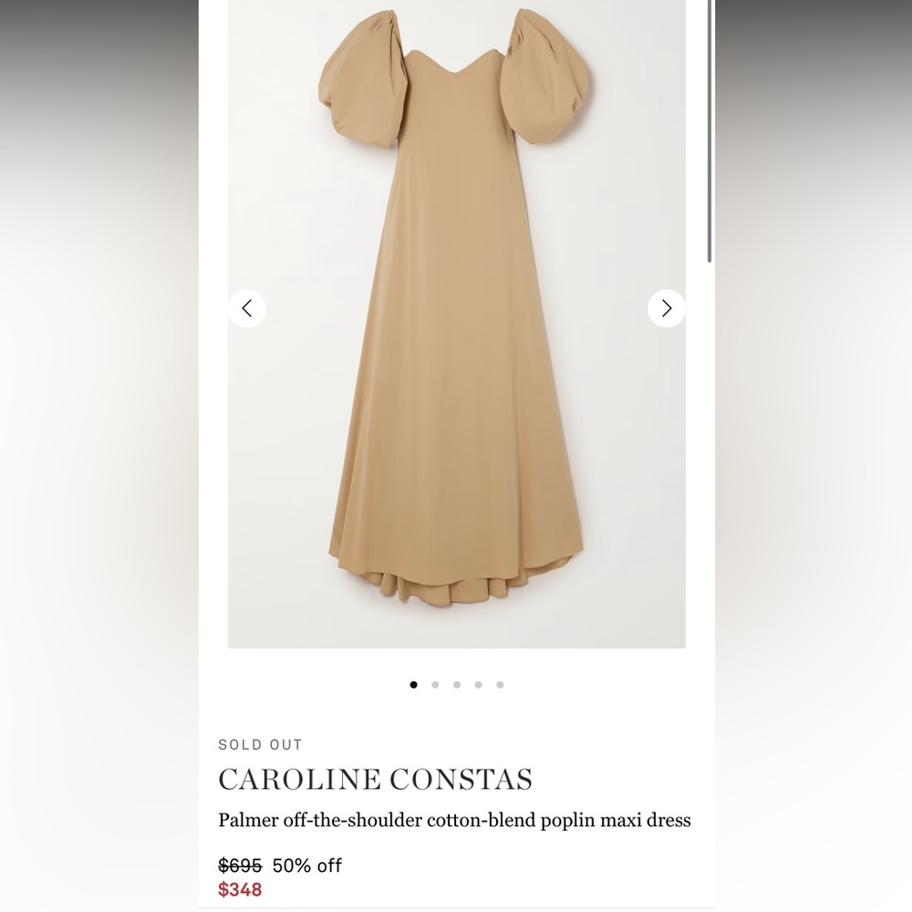 CAROLINE CONSTAS Palmer off-the-shoulder cotton-blend maxi dress BEIGE SOLD OUT